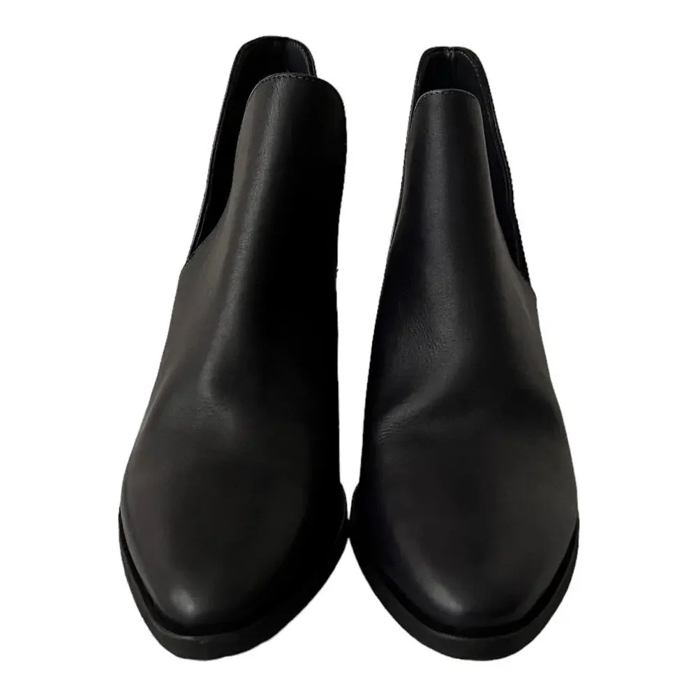 Free People Charm Double V Ankle Black Leather Boots Size 38 EU - Picture 3 of 12
